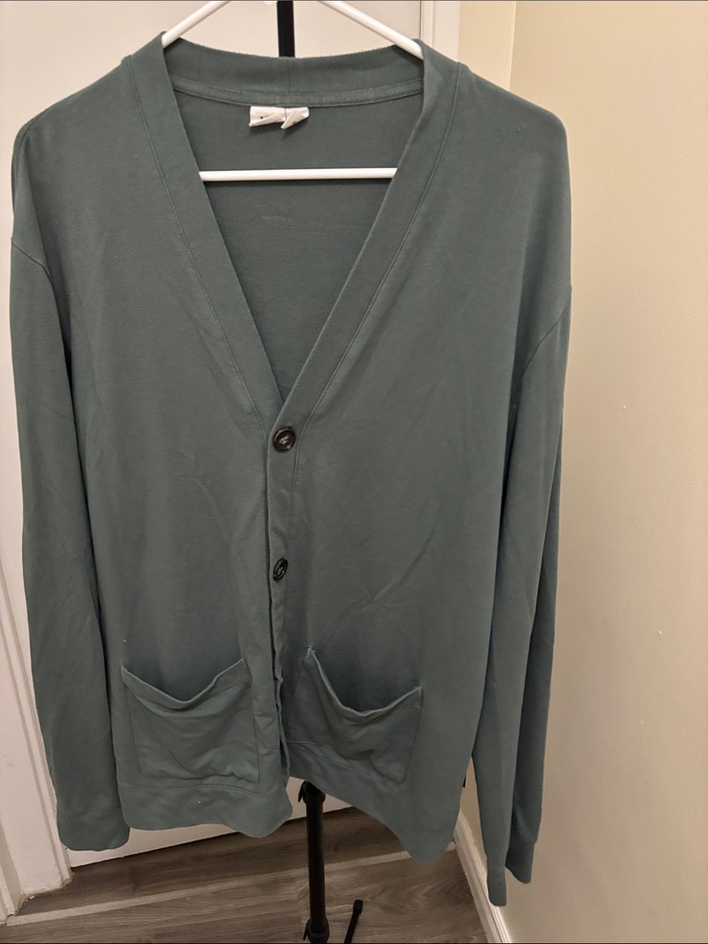 tentree Teal Button-Up V-Neck Men's Cardigan